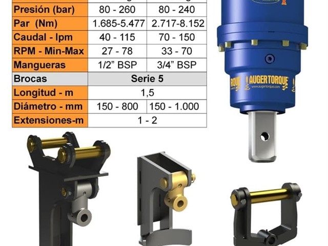 Ahoyador Augertorque para excavadoras de 5 t  a 8 t y retropalas