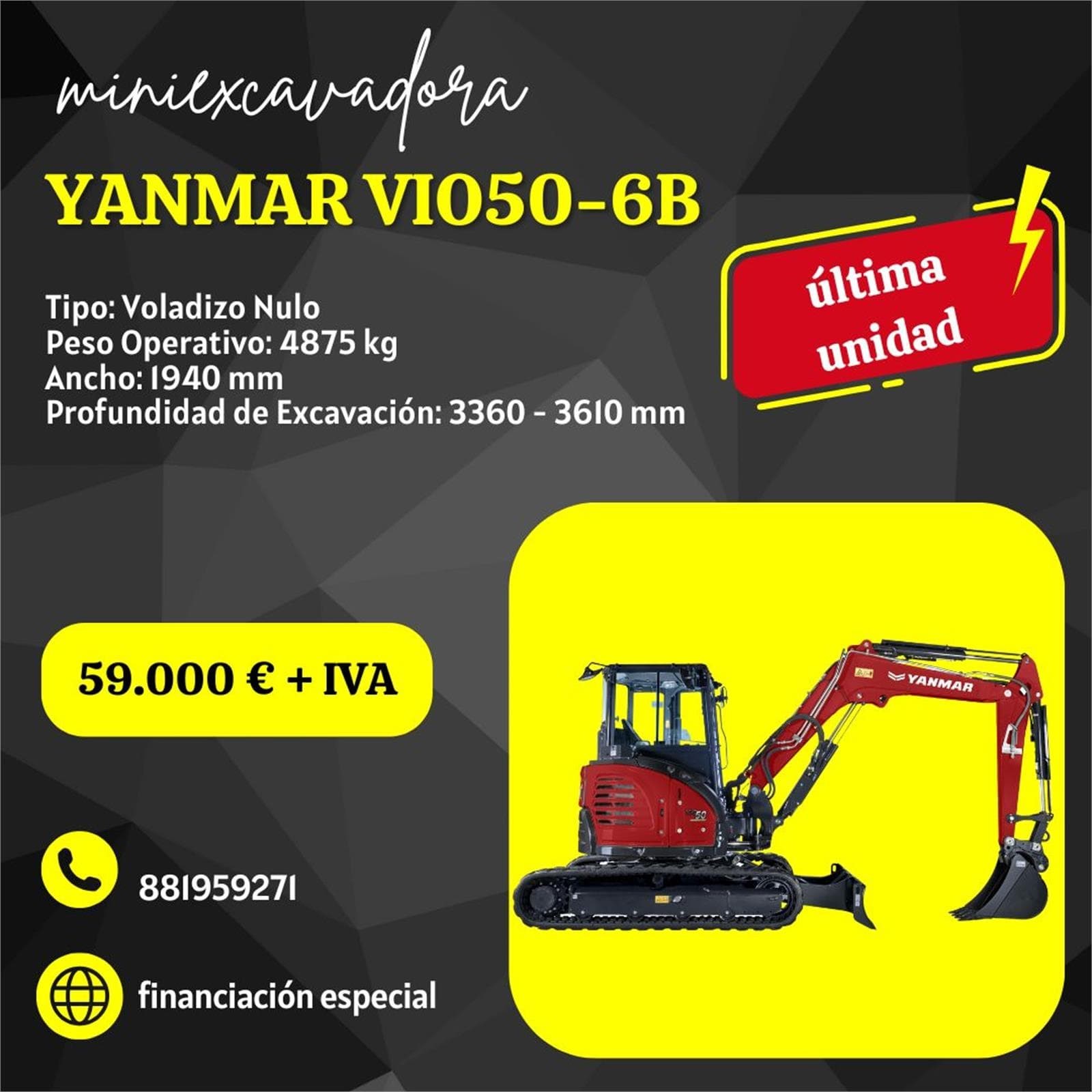  ¡Promoción Exclusiva en Rada Galicia! Miniexcavadora Yanmar VIO50 - Última unidad! - Imagen 1